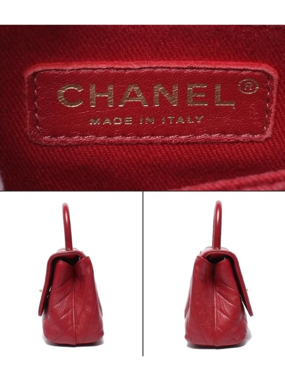 Chanel 2-Way Shoulder Bag Gold Stitch Chez Blanc Top Handle Flap Coco